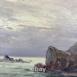 Léo Spanoghe (1874-1955) Huile sur panneau Marine signée Cadre ancien 57 cm