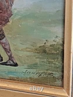 Léonard Saurfelt (1840) gentilhomme vers 1870 tableau ancien huile sur panneau