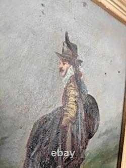 Léonard Saurfelt (1840) gentilhomme vers 1870 tableau ancien huile sur panneau