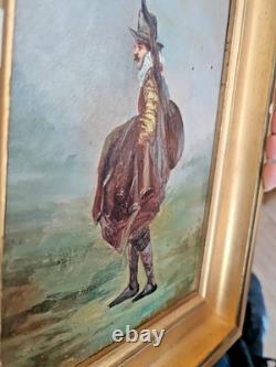 Léonard Saurfelt (1840) gentilhomme vers 1870 tableau ancien huile sur panneau