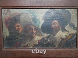 Les Trois Mousquetaires, Huile sur Panneau signée, Tableau Ancien, XIXème