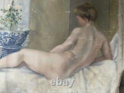 Lot De 5 Peintures Anciennes Sur Toiles Femme nue
