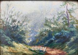 Magnifique tableau ancien paysage huile sur bois 22x16 cm Gaston Moreau