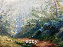 Magnifique tableau ancien paysage huile sur bois 22x16 cm Gaston Moreau