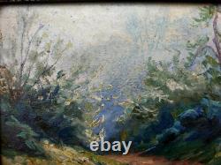 Magnifique tableau ancien paysage huile sur bois 22x16 cm Gaston Moreau