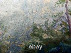 Magnifique tableau ancien paysage huile sur bois 22x16 cm Gaston Moreau