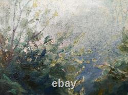 Magnifique tableau ancien paysage huile sur bois 22x16 cm Gaston Moreau