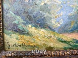 Magnifique tableau ancien paysage huile sur bois 22x16 cm Gaston Moreau
