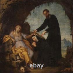 Marie Madeleine ancien tableau 17ème siècle peinture religieuse huile sur toile