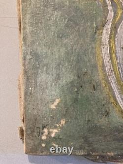 Painting Peinture 1944 Huile Toile Expressioniste Fleur Bouquet Old Jk Ancien XX