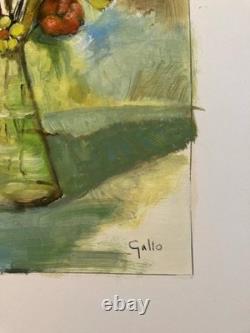 Painting Peinture Huile Sur Papier 1960 Expressioniste Fleur Bouquet Ancien Art