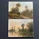Paire Anciens Petits Tableaux Hsp Barbizon Paysages Animés 19ème Signé