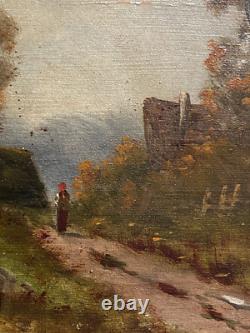 Paire Anciens Petits Tableaux HSP Barbizon Paysages Animés 19ème Signé