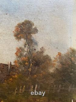 Paire Anciens Petits Tableaux HSP Barbizon Paysages Animés 19ème Signé