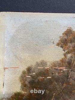 Paire Anciens Petits Tableaux HSP Barbizon Paysages Animés 19ème Signé