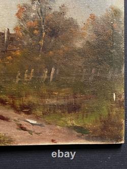 Paire Anciens Petits Tableaux HSP Barbizon Paysages Animés 19ème Signé
