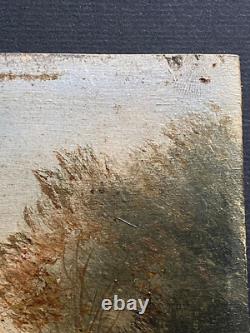 Paire Anciens Petits Tableaux HSP Barbizon Paysages Animés 19ème Signé