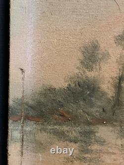 Paire Anciens Petits Tableaux HSP Barbizon Paysages Animés 19ème Signé