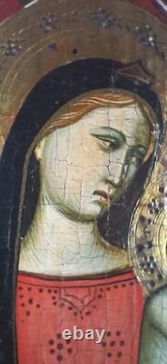 Panneau Ancien Vierge à l'Enfant Jésus Peinture Religieuse Retable Renaissance