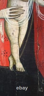 Panneau Ancien Vierge à l'Enfant Jésus Peinture Religieuse Retable Renaissance