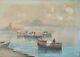 Paysage Marin Du Golfe De Naples, Peinture Ancienne à L'huile Sur Toile Signée