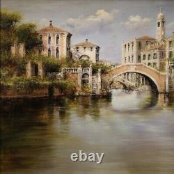 Paysage peinture vue de Venise tableau huile sur toile de style ancien 900