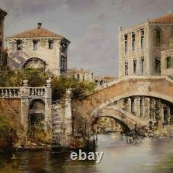 Paysage peinture vue de Venise tableau huile sur toile de style ancien 900