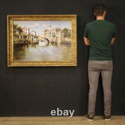 Paysage peinture vue de Venise tableau huile sur toile de style ancien 900