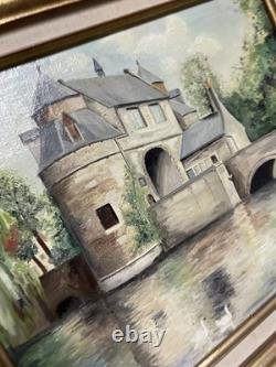Peinture Ancienne Château Huile sur Toile Signée