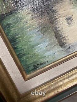Peinture Ancienne Château Huile sur Toile Signée
