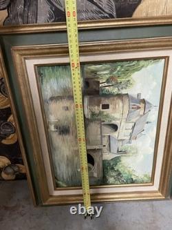 Peinture Ancienne Château Huile sur Toile Signée