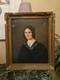 Peinture Ancienne Encadrée Huile Sur Toile Portrait De Femme Xix Ème
