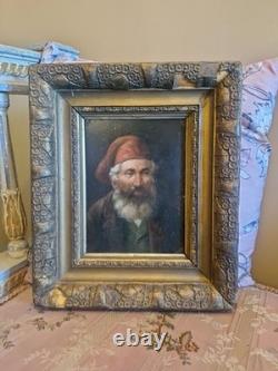 Peinture Ancienne Encadrée, Portrait D'homme Huile Sur Panneau