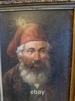Peinture Ancienne Encadrée, Portrait D'homme Huile Sur Panneau