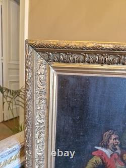 Peinture Ancienne Encadrée, Scène De Mousquetaires XIX Ème S