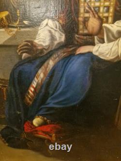Peinture Ancienne Grand Format Huile Sur Toile Eli Et Samuel XIX Ème S