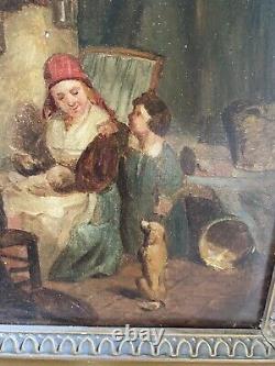 Peinture Ancienne Huile Sur Panneau Fin XIXe D'après Teniers École Hollandaise