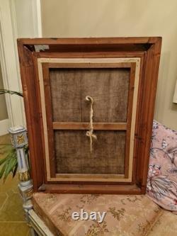 Peinture Ancienne, Huile Sur Toile Encadrée Représentant Une Scène D'intérieur