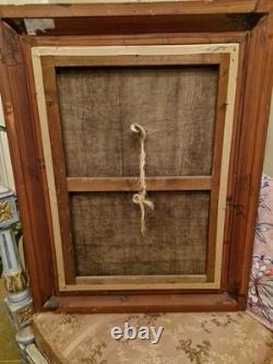 Peinture Ancienne, Huile Sur Toile Encadrée Représentant Une Scène D'intérieur