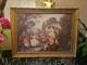 Peinture Ancienne, Huile Sur Toile Encadrée Représentant Une Scène Galante