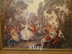 Peinture Ancienne, Huile Sur Toile Encadrée Représentant Une Scène Galante