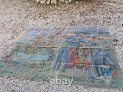 Peinture Ancienne, Huile Sur Toile Grande Dimension
