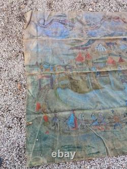 Peinture Ancienne, Huile Sur Toile Grande Dimension