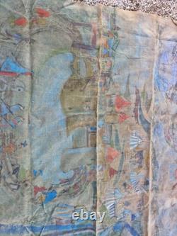 Peinture Ancienne, Huile Sur Toile Grande Dimension