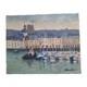 Peinture Ancienne Huile Sur Toile Honfleur Paysage Marin Bateau Voiliers