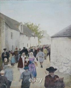 Peinture Ancienne Huile Sur Toile, Mariage Breton Au Xix° Siècle