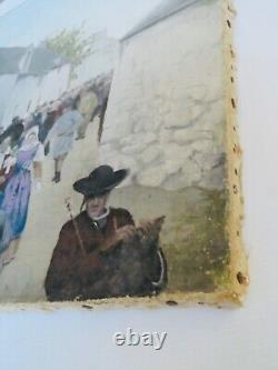 Peinture Ancienne Huile Sur Toile, Mariage Breton Au Xix° Siècle