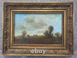 Peinture Ancienne Huile Sur Toile Paysage Barbizon Tableau Encadré Signé