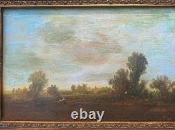 Peinture Ancienne Huile Sur Toile Paysage Barbizon Tableau Encadré Signé