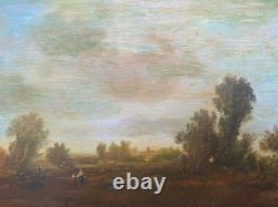 Peinture Ancienne Huile Sur Toile Paysage Barbizon Tableau Encadré Signé